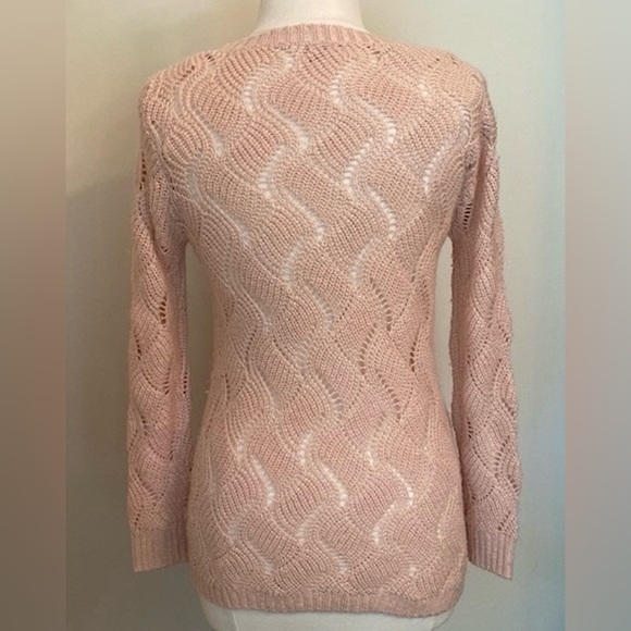 Charlotte Russe Soft Peach Long Sleeve Open Knit Ribbed Casual Sweater Size S - Picture 7 of 10